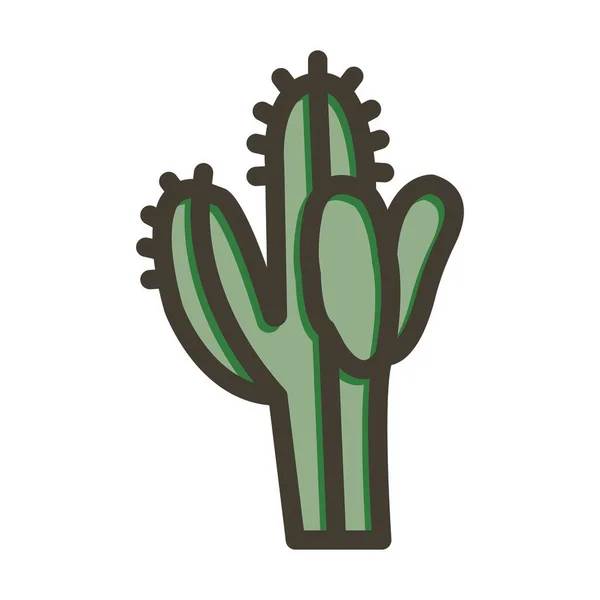 Cactus Vector Thick Line Llenó Ícono Colores Para Uso Personal — Vector de stock