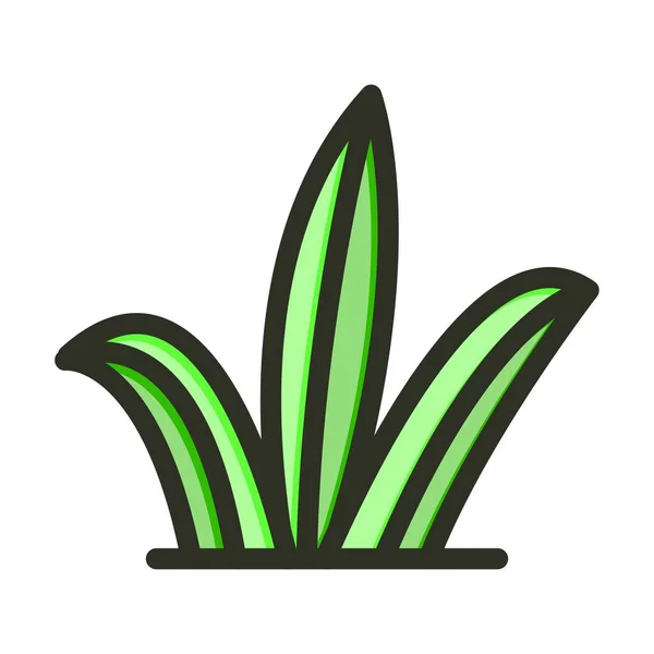 Grass Leaves Vector Thick Line Colors Icon Für Den Persönlichen — Stockvektor