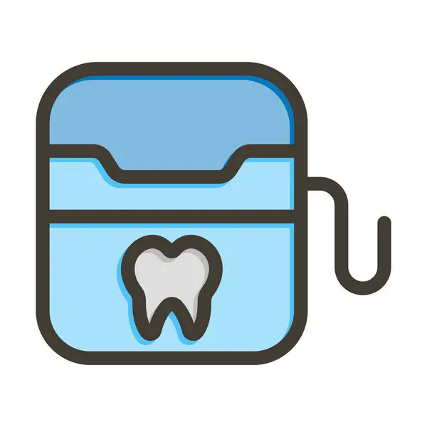 Nić Dentystyczna Wektor Gruba Linia Wypełniona Kolorami Ikona Użytku Osobistego — Wektor stockowy