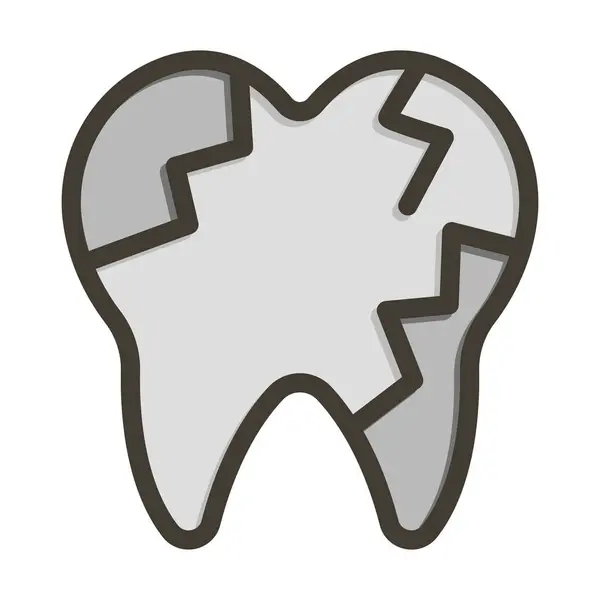 Broken Tooth Vector Thick Line Colors Icon Für Den Persönlichen — Stockvektor