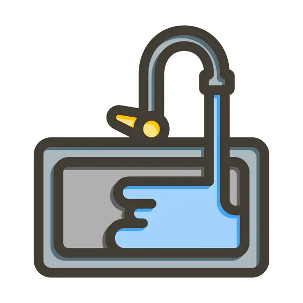 Sink Vector Thick Line Colors Icon Für Den Persönlichen Und — Stockvektor