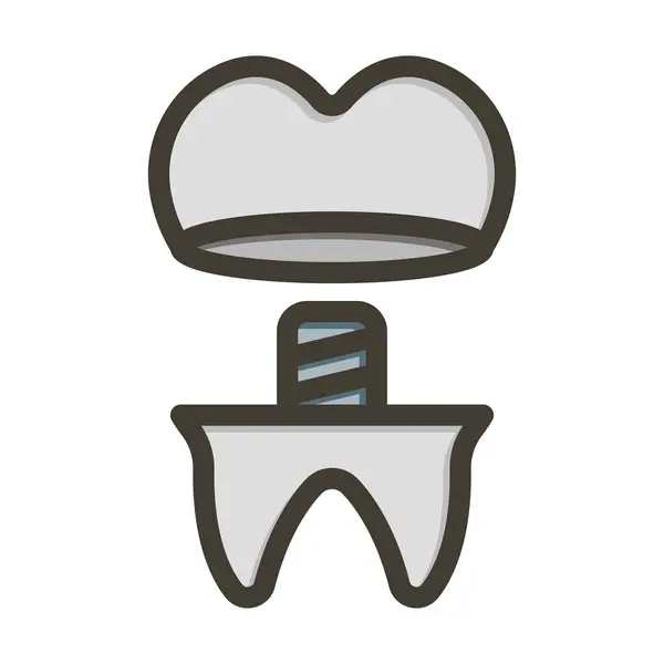 Korona Dentystyczna Wektor Gruba Linia Wypełniona Kolorami Ikona Użytku Osobistego — Wektor stockowy