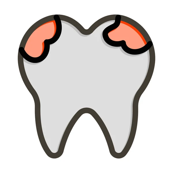 Οδοντιατρική Τερηδόνα Διάνυσμα Παχιά Γραμμή Γεμάτη Χρώματα Εικονίδιο Για Προσωπική — Διανυσματικό Αρχείο