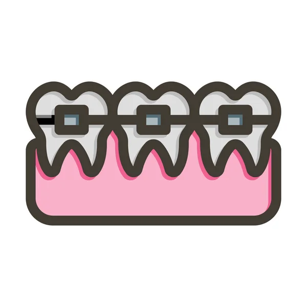 Zahnspangen Vector Thick Line Colors Icon Für Den Persönlichen Und — Stockvektor