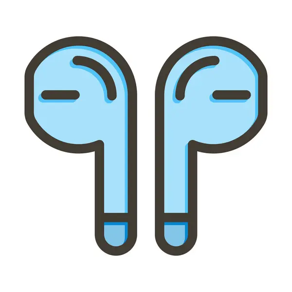 Ohrhörer Vector Thick Line Colors Icon Für Den Persönlichen Und — Stockvektor