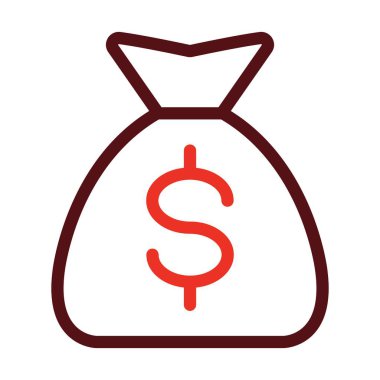 Para Vektörü Kalın Çizgi Kişisel ve Ticari Kullanım İçin İki Renk Simgesi