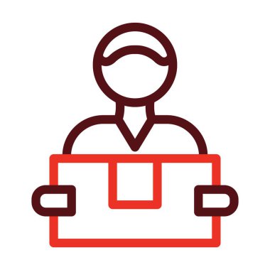 Kurye Vektör Kalın Çizgisi Kişisel ve Ticari Kullanım İçin İki Renk Simgesi