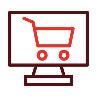 Çevrimiçi Mağaza Vektör Kalın Çizgisi Kişisel ve Ticari Kullanım İçin İki Renk Simgesi