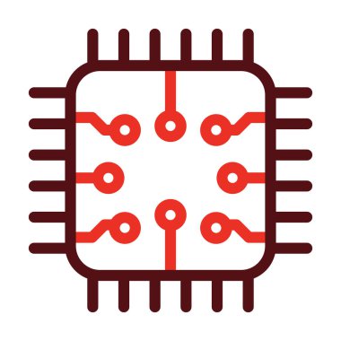 Kişisel ve ticari kullanım için İşlemci Vektör Kalın Çizgi İki Renk Simgeleri