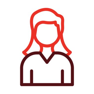 Kadın Avatar Vektör Kalın Çizgi Kişisel ve Ticari Kullanım İçin İki Renk Simgesi