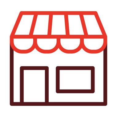 Dükkan Vektörü Kalın Çizgi Kişisel ve Ticari Kullanım İçin İki Renk Simgesi