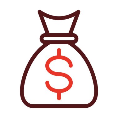 Para Torbası Vektör Kalın Çizgisi Kişisel ve Ticari Kullanım İçin İki Renk Simgesi