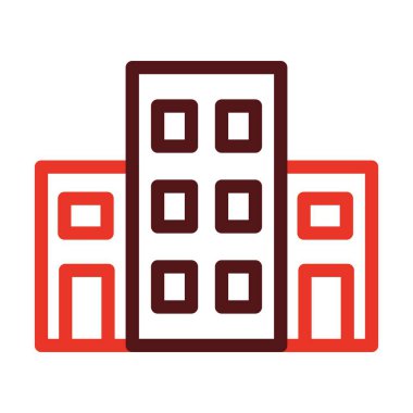 Ofis Binası Kalın Çizgi Kişisel ve Ticari Kullanım İçin İki Renk Simgesi