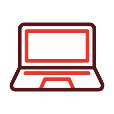 Kişisel ve ticari kullanım için Laptop Vektör Kalın Çizgisi İki Renk Simgesi
