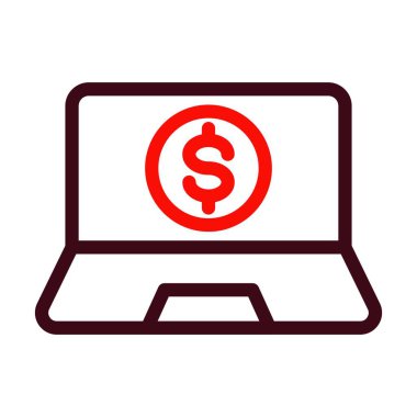 Çevrimiçi İş Vektörü Kalın Çizgi Kişisel ve Ticari Kullanım İçin İki Renk Simgesi