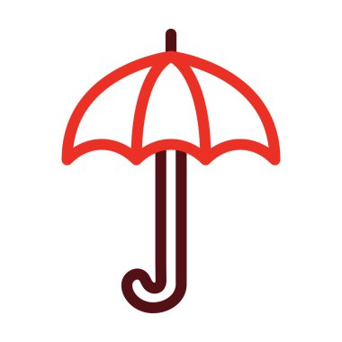 Şemsiye Vektörü Kalın Çizgi Kişisel ve Ticari Kullanım İçin İki Renk Simgesi
