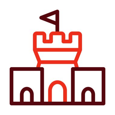 Kum Kalesi Vektör Kalın Çizgisi Kişisel ve Ticari Kullanım İçin İki Renk Simgesi