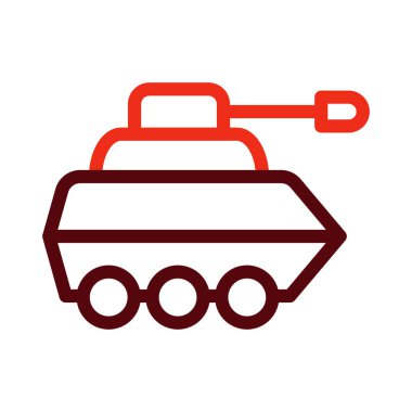 Oyuncak Tankı Vektör Kalın Çizgisi Kişisel ve Ticari Kullanım İçin İki Renk Simgesi