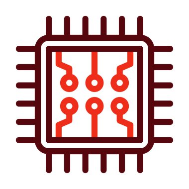 Kişisel ve ticari kullanım için İşlemci Vektör Kalın Çizgi İki Renk Simgeleri