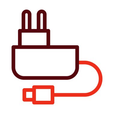 Kişisel ve ticari kullanım için Şarj Vektörü Kalın Çizgisi İki Renk Simgesi