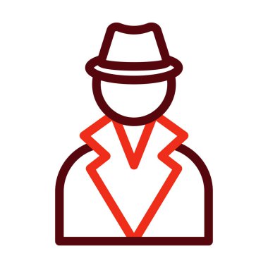 Kişisel ve Ticari Kullanım İçin Casus Vektör Kalın Çizgisi İki Renk Simgesi