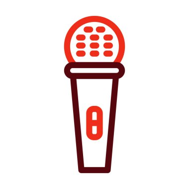 Kişisel ve Ticari Kullanım İçin Mikrofon Vektör Kalın Çizgisi İki Renk Simgesi