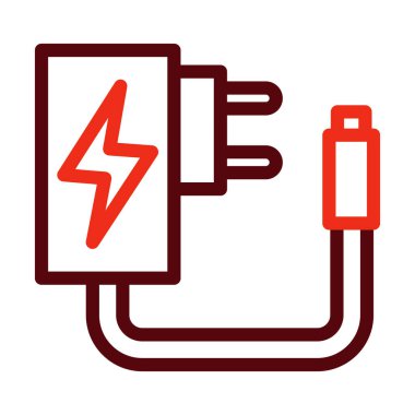 Kişisel ve ticari kullanım için Şarj Vektörü Kalın Çizgisi İki Renk Simgesi