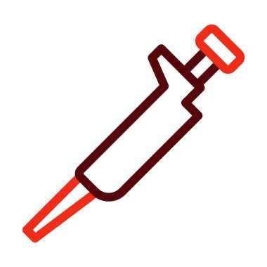 Pipette Vektör Kalın Çizgi Kişisel ve Ticari Kullanım İçin İki Renk Simgesi
