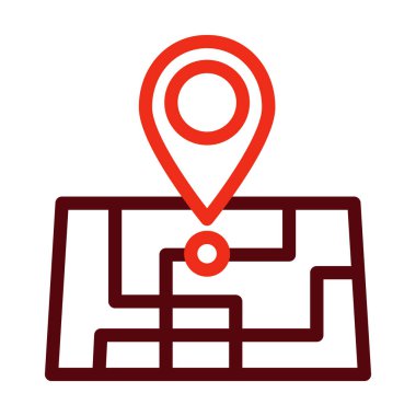 Kişisel ve Ticari Kullanım İçin Konum Vektör Kalın Çizgisi İki Renk Simgesi