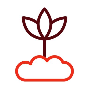 Eco Sprout Vektör Kalın Çizgisi Kişisel ve Ticari Kullanım İçin İki Renk Simgesi