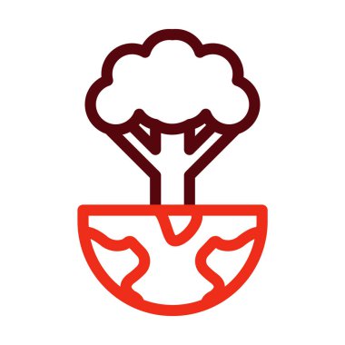 Kişisel ve ticari kullanım için Dünya Ağacı Vektör Kalın Çizgisi İki Renk Simgesi