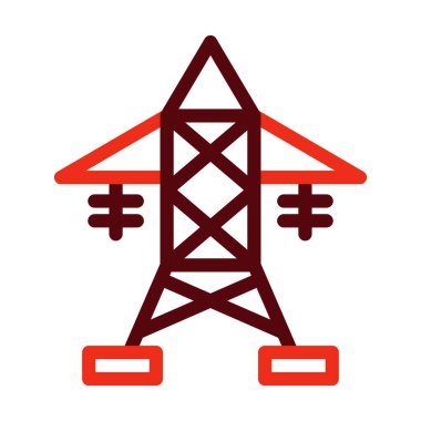 Elektrik Kulesi Vektör Kalın Çizgisi Kişisel ve Ticari Kullanım İçin İki Renk Simgesi