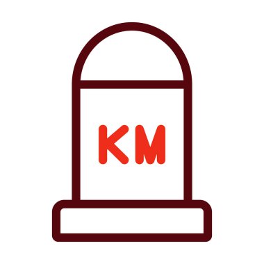 Kişisel ve Ticari Kullanım İçin Kilometre Vektör Kalın Çizgisi İki Renk Simgesi