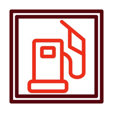 Benzin İstasyonu Vektör Kalın Çizgisi Kişisel ve Ticari Kullanım İçin İki Renk Simgesi