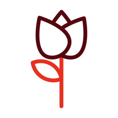 Çiçek Vektör Kalın Çizgisi Kişisel ve Ticari Kullanım İçin İki Renk Simgesi