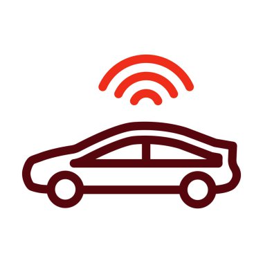 Kişisel ve ticari kullanım için Akıllı Otomobil Vektör Kalın Çizgisi İki Renk Simgesi