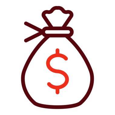 Para Torbası Vektör Kalın Çizgisi Kişisel ve Ticari Kullanım İçin İki Renk Simgesi