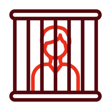 Kişisel ve Ticari Kullanım İçin Hapishane Vektör Kalın Çizgisi İki Renk Simgesi