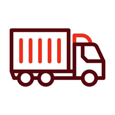 Kargo Kamyonu Vektörü Kalın Çizgi Kişisel ve Ticari Kullanım İçin İki Renk Simgesi