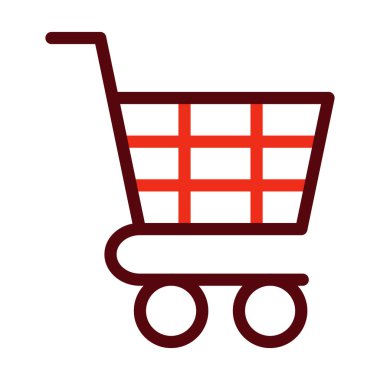 Trolley Vektör Kalın Çizgisi Kişisel ve Ticari Kullanım İçin İki Renk Simgesi