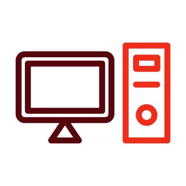 Kişisel ve Ticari Kullanım İçin Bilgisayar Vektörü Kalın Çizgisi İki Renk Simgesi