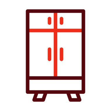 Kişisel ve Ticari Kullanım İçin Dolap Vektörü Kalın Çizgisi İki Renk Simgesi