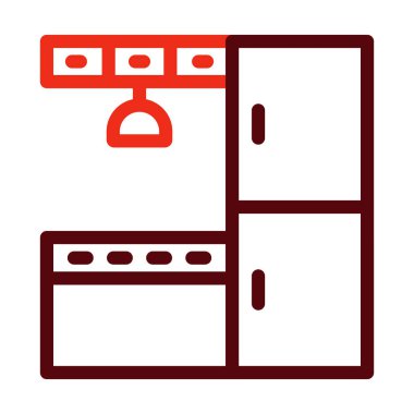 Mutfak Dolabı Vektör Kalın Çizgisi Kişisel ve Ticari Kullanım İçin İki Renk Simgesi