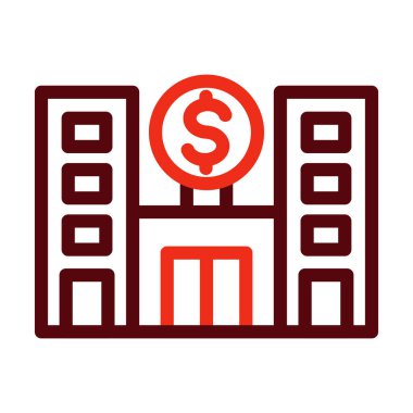 Banka Vektör Kalın Çizgisi Kişisel ve Ticari Kullanım İçin İki Renk Simgesi