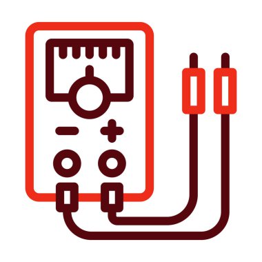 Kişisel ve ticari kullanım için Voltmetre Vektör Kalın Çizgisi İki Renk Simgesi