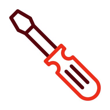 Kişisel ve Ticari Kullanım İçin Tornavida Kalın Çizgisi İki Renk Simgesi