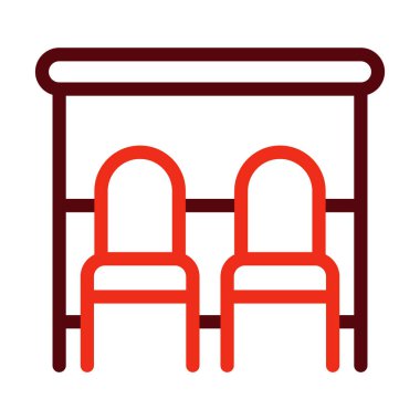 Kişisel ve ticari kullanım için Otobüs Durağı Kalın Çizgisi İki Renk Simgesi