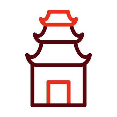 Kişisel ve ticari kullanım için Tapınak Vektör Kalın Çizgisi İki Renk Simgesi