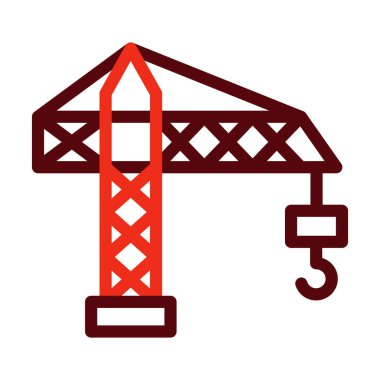 Kişisel ve ticari kullanım için Crane Vector Kalın Çizgisi İki Renk Simgesi