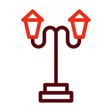 Sokak lambası Kalın Çizgi Kişisel ve Ticari Kullanım İçin İki Renk Simgesi